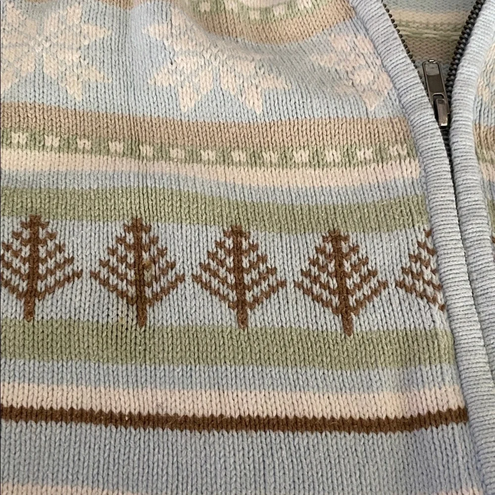 Vintage 90s Cherokee Made in Japan Fair Isle Pastel Knit Zip Cardigan Plus 14W/1